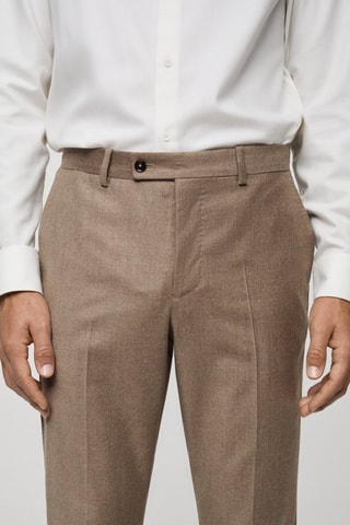 Pantalon costume flanelle 100 % laine italienne - Marron