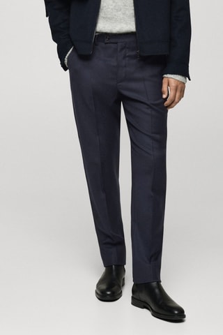 Pantalon costume flanelle 100 % laine italienne - Bleu marine