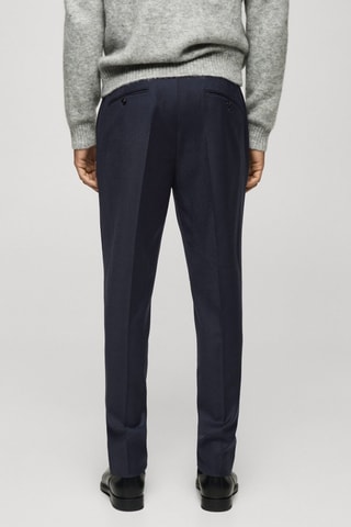 Pantalon costume flanelle 100 % laine italienne - Bleu marine