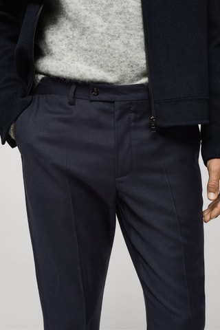 Pantalon costume flanelle 100 % laine italienne - Bleu marine