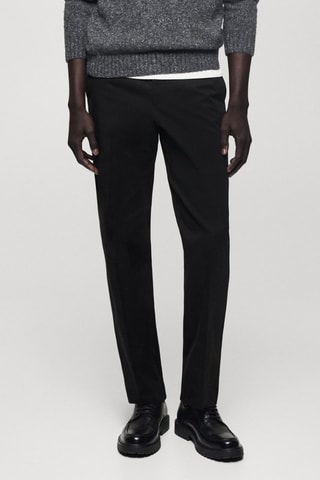 Pantalon coton straight-fit cordon - Noir