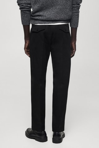 Pantalon coton straight-fit cordon - Noir