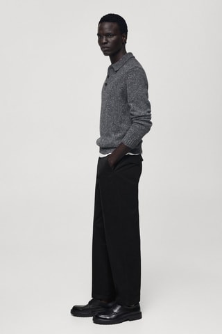 Pantalon coton straight-fit cordon - Noir