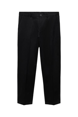 Pantalon coton straight-fit cordon - Noir