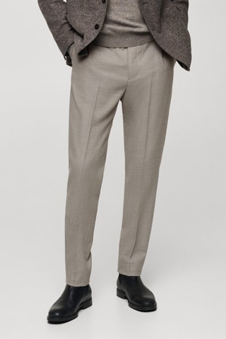 Pantalon 100 % laine vierge slim-fit - Gris