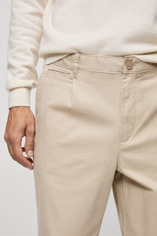 Pantalon regular fit coton pinces - Sable