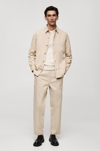 Pantalon regular fit coton pinces - Sable