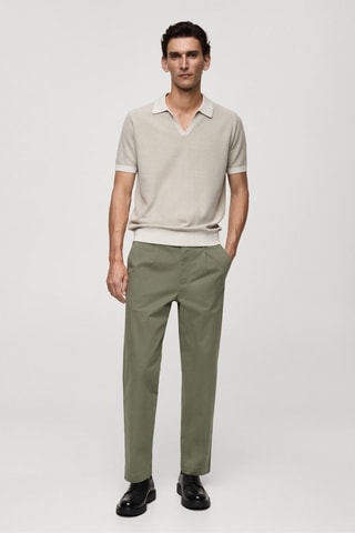 Pantalon regular fit coton pinces - Vert