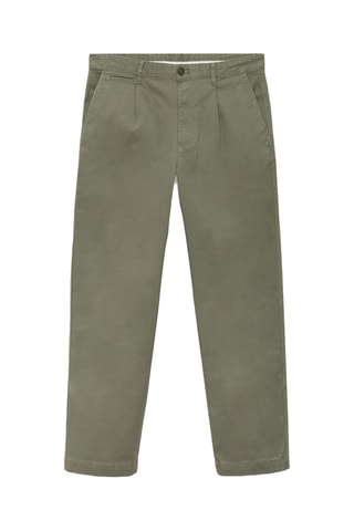 Pantalon regular fit coton pinces - Vert