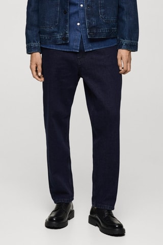 Jean relaxed-fit délavé foncé - Bleu marine