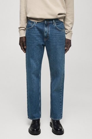 Jean straight-fit délavé foncé - Bleu marine