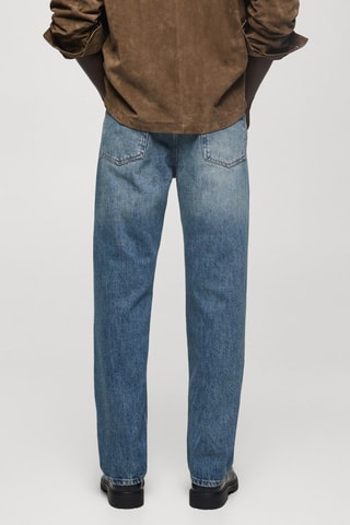 Jean straight-fit effet usé - Bleu