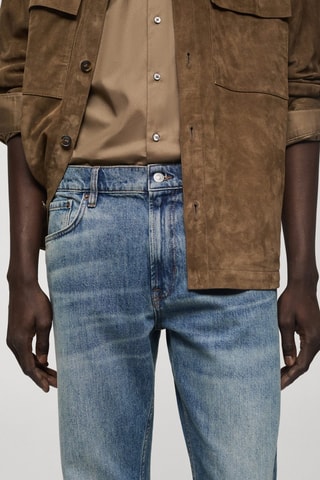 Jean straight-fit effet usé - Bleu