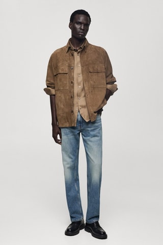 Jean straight-fit effet usé - Bleu