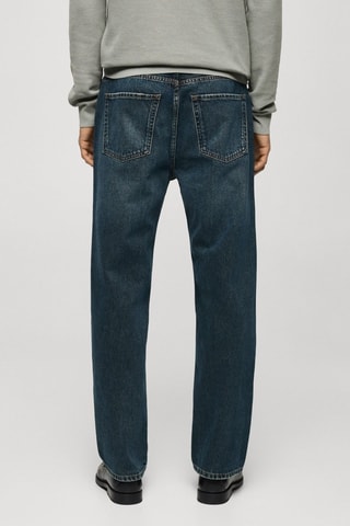 Jean straight-fit délavé foncé effet usé - Vert menthe