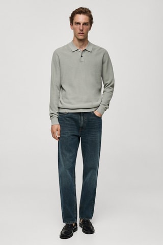 Jean straight-fit délavé foncé effet usé - Vert menthe