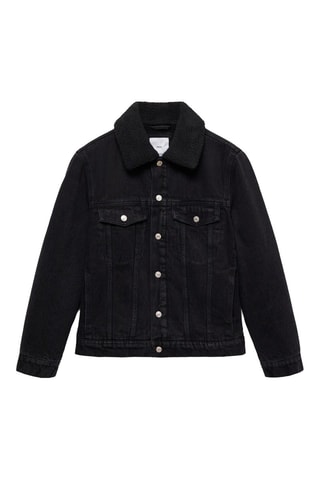 Blouson en jean doublure imitation mouton retourné - Noir