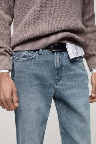 Jean regular-fit effet usé - Bleu pétrole