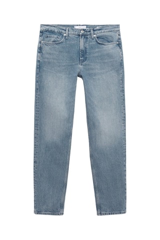 Jean regular-fit effet usé - Bleu pétrole