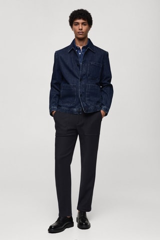 Blouson jean poches - Bleu marine