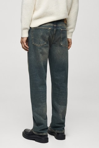 Jean straight-fit effet usé - Vert menthe