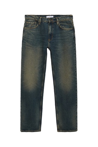 Jean straight-fit effet usé - Vert menthe