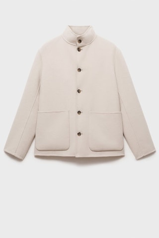 Veste en laine faite à la main col cheminée - Écru