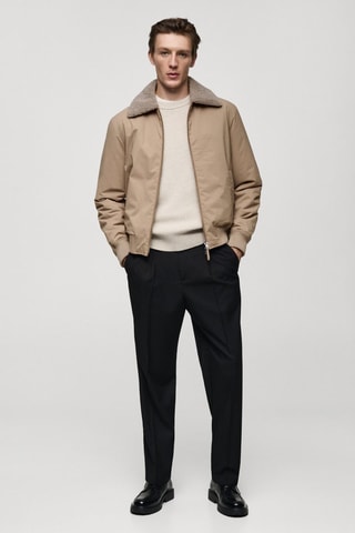 Veste résistante à l'eau col moutonné - Beige