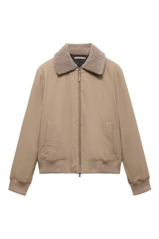 Veste résistante à l'eau col moutonné - Beige