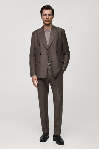 Veste costume flanelle 100 % laine italienne - Marron