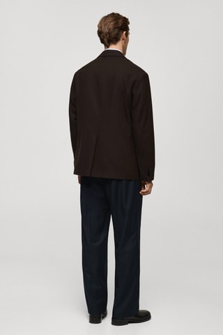 Veste laine recyclée regular-fit - Marron