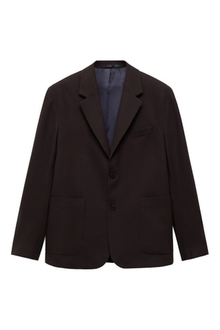 Veste laine recyclée regular-fit - Marron