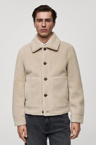 Veste moutonnée boutons regular-fit - Écru