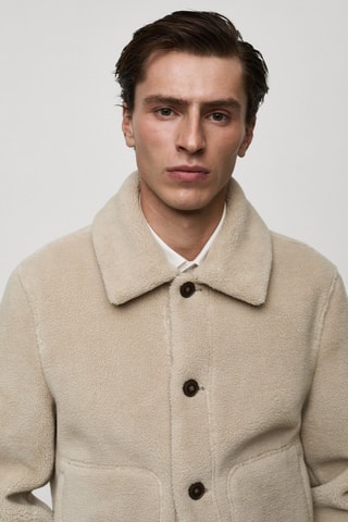 Veste moutonnée boutons regular-fit - Écru