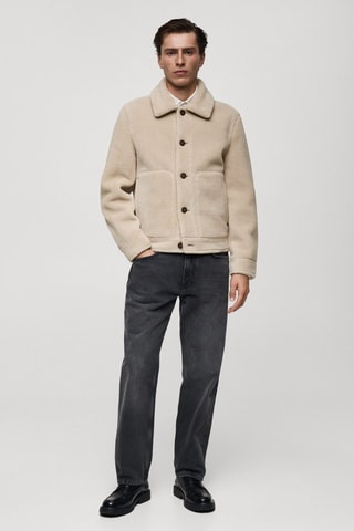 Veste moutonnée boutons regular-fit - Écru