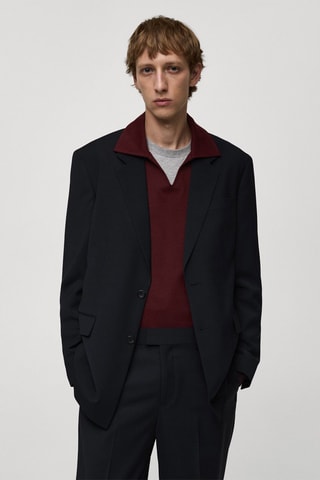 Veste costume laine mélangée regular-fit - Bleu marine