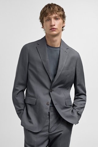 Veste costume slim-fit mélange de lin - Bleu pétrole