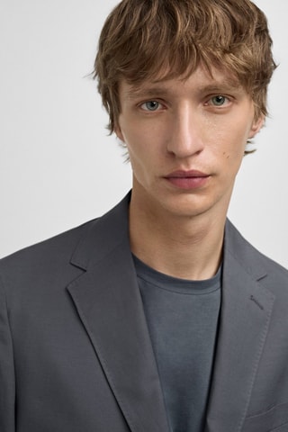 Veste costume slim-fit mélange de lin - Bleu pétrole