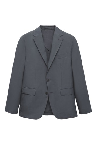 Veste costume slim-fit mélange de lin - Bleu pétrole