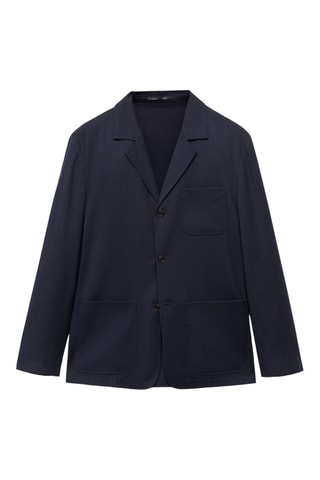 Veste costume flanelle 100 % laine vierge - Bleu marine