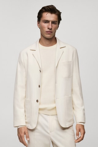 Veste costume flanelle laine italienne - Blanc