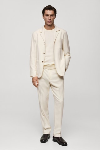 Veste costume flanelle laine italienne - Blanc