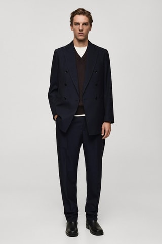 Veste costume slim fit croisée - Bleu marine