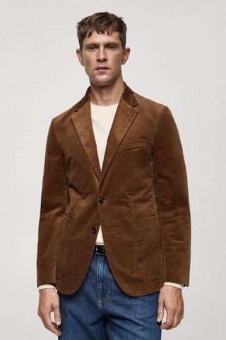 Veste slim fit velours côtelé - Marron