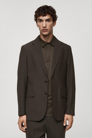 Veste costume laine infroissable - Marron