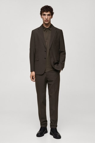 Veste costume laine infroissable - Marron