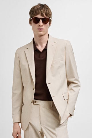 Veste costume slim-fit tissu comfort stretch - Beige