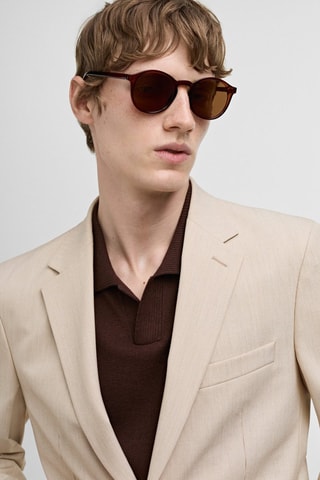 Veste costume slim-fit tissu comfort stretch - Beige