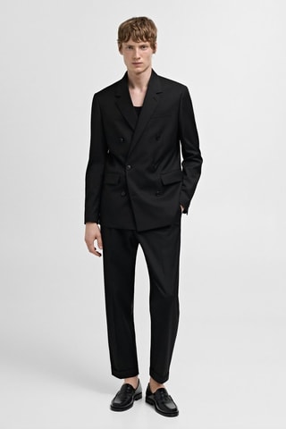 Veste costume regular-fit croisée - Noir