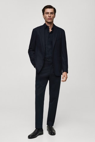 Veste flanelle laine vierge - Bleu marine